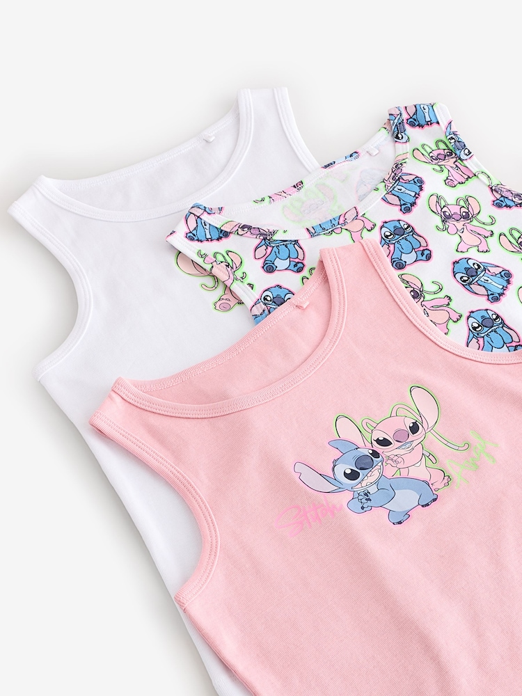Pink/White 100% Cotton Lilo and Stitch Vests (1.5-12yrs) - Image 6 of 7