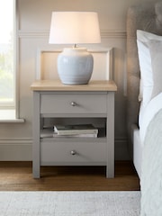 Dove Grey Malvern Paint Effect 2 Drawer with Shelf Bedside Table - Image 1 of 10
