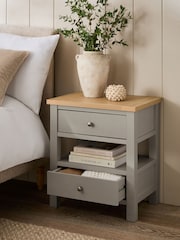 Dove Grey Malvern Paint Effect 2 Drawer with Shelf Bedside Table - Image 2 of 10