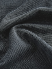 Indigo Blue Relaxed Fit Washed Popper Front Henley Wide Sleeve 100% Cotton Sweatshirt - Image 9 of 9