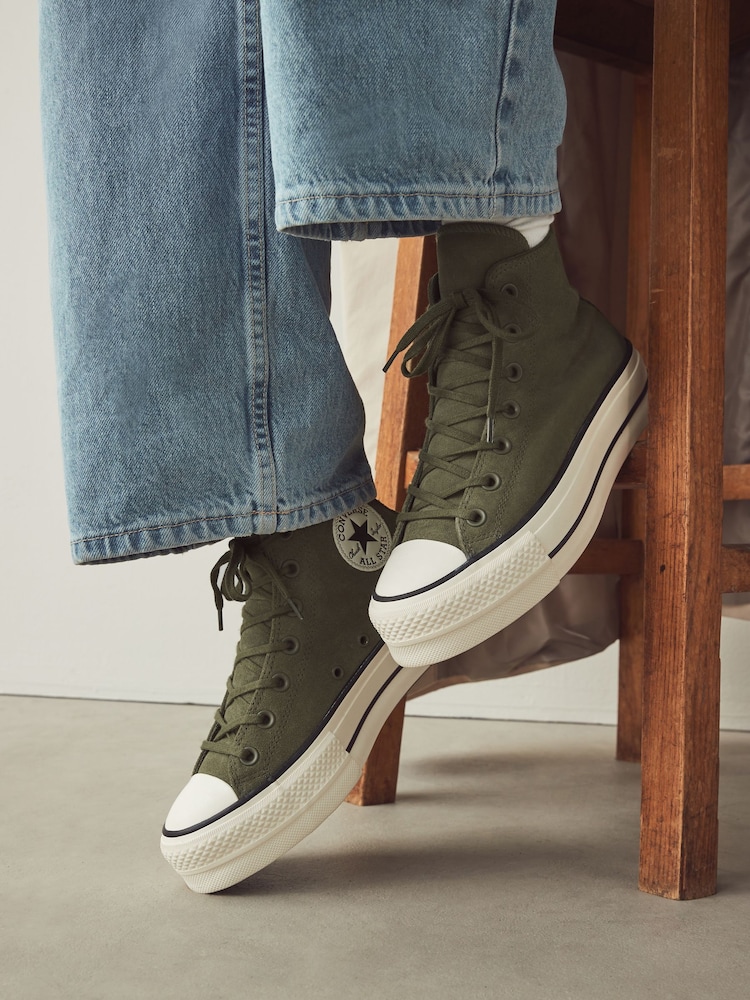 Converse Green Chuck Taylor All Star Lift Trainers - Image 1 of 10