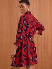 Love & Roses Red Animal Petite V Neck 3/4 Sleeve Mini Dress - Image 2 of 3