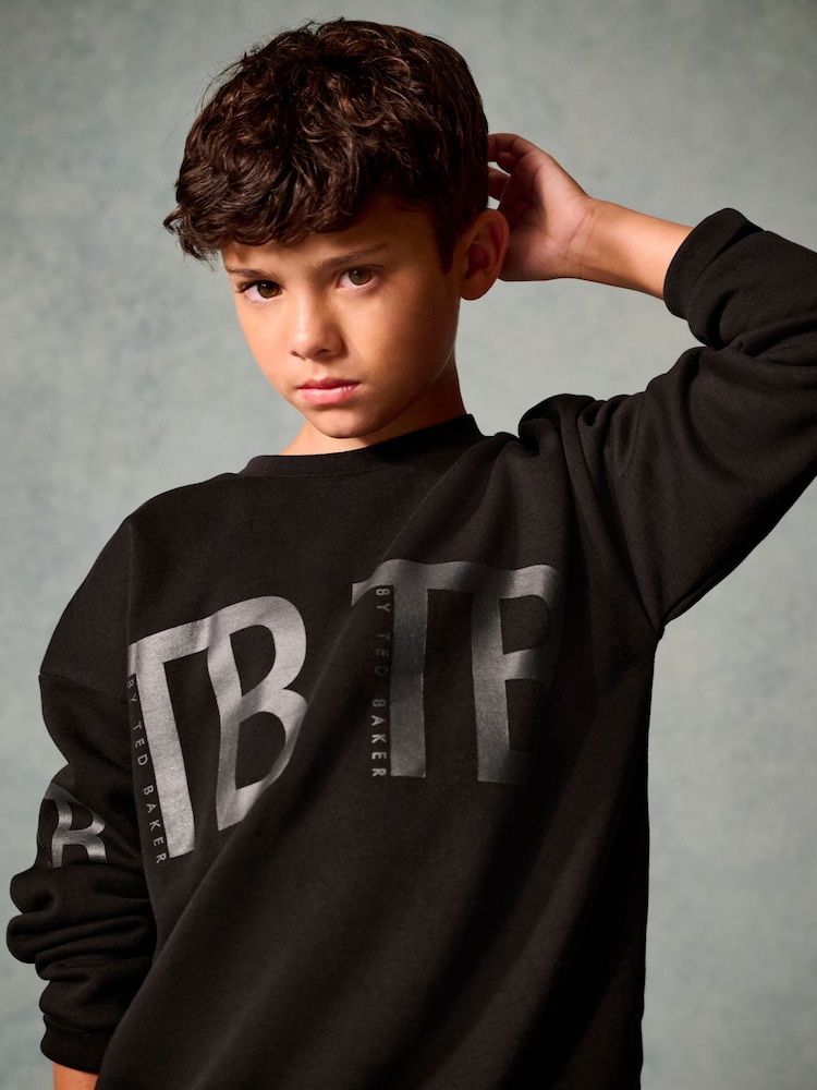 Baker by Ted Baker Black Oversized Sweatshirt and Joggers Set - Image 4 of 5