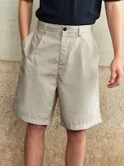 Stone Relaxed Poplin Chino 100% Cotton Shorts - Image 3 of 7