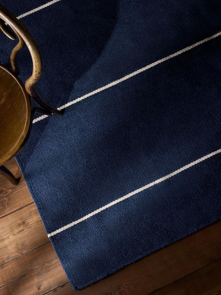 The Set Blue Stripe Flatweave Wool Rug - Image 2 of 3