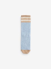 Blue/Pink/Ecru Thermal Wool Blend Ankle Socks 3 Pack With Silk - Image 3 of 6