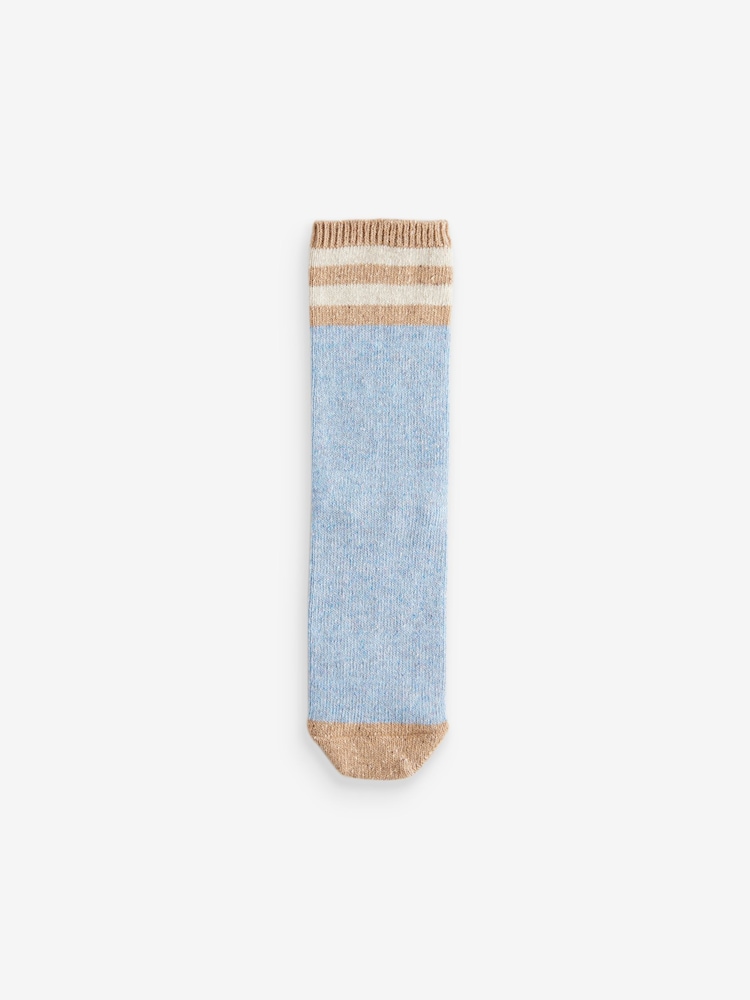 Blue/Pink/Ecru Thermal Wool Blend Ankle Socks 3 Pack With Silk - Image 3 of 6