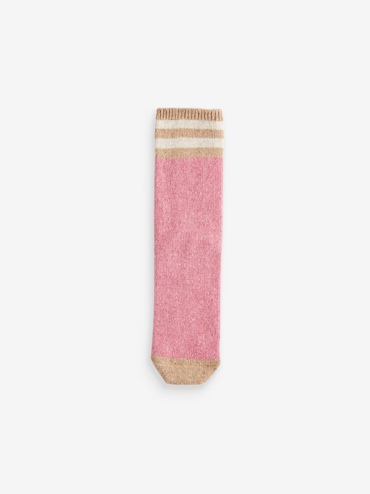 Blue/Pink/Ecru Thermal Wool Blend Ankle Socks 3 Pack With Silk - Image 4 of 6