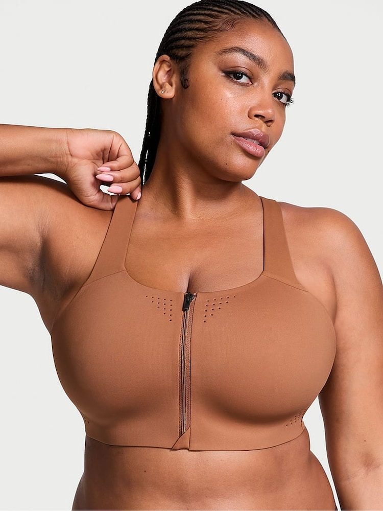 Victoria's Secret Caramel Brown Front Close Featherweight Max High Support Sports Bra - Image 1 of 3