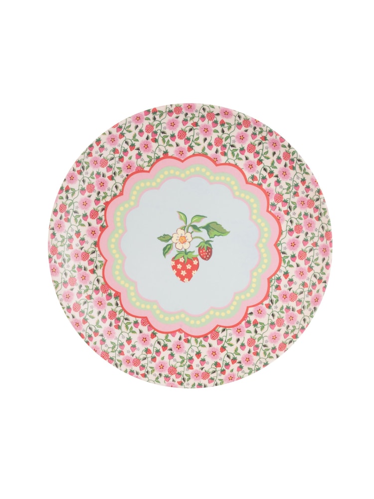 Cath Kidston Green Strawberry Melamine Picnic Dinner Plates Set Of 4 - Image 2 of 5