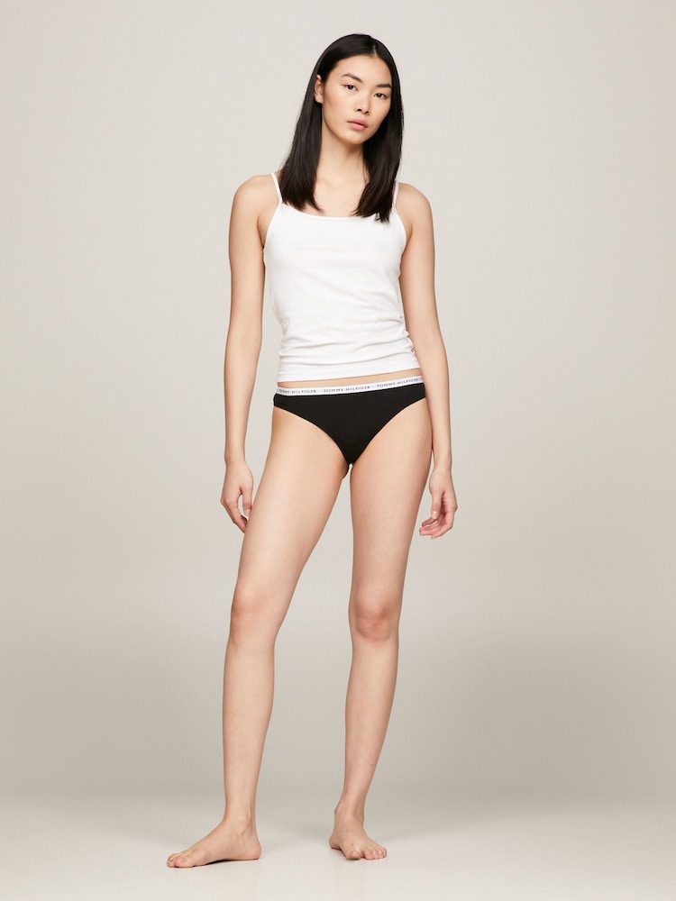 Tommy Hilfiger Black Logo Iconic Thongs 3 Pack - Image 1 of 4