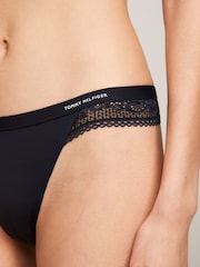 Tommy Hilfiger Black Logo Iconic Thongs 3 Pack - Image 3 of 4