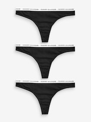 Tommy Hilfiger Black Logo Iconic Thongs 3 Pack - Image 4 of 4