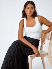 Roman Black Textured Crinkle Midi Skirt - Image 1 of 3