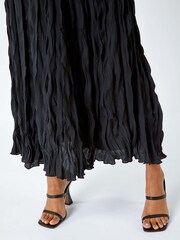 Roman Black Textured Crinkle Midi Skirt - Image 3 of 3