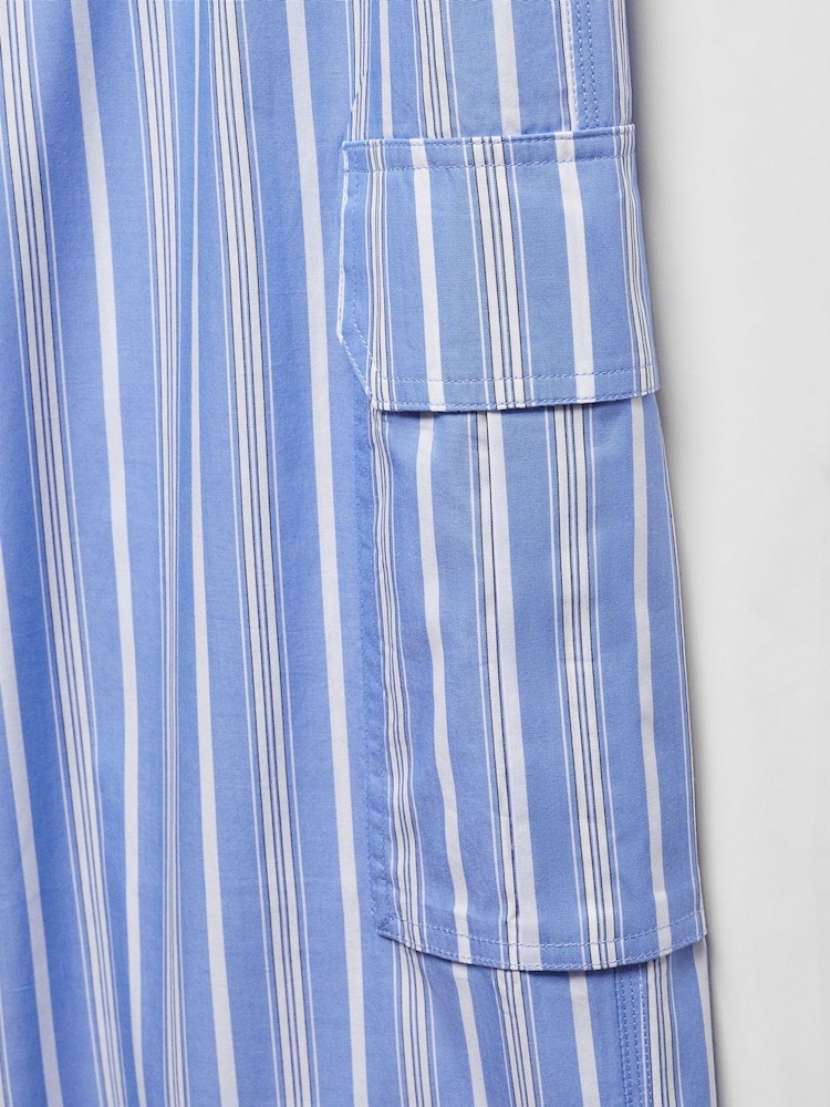 Mango Blue Striped Cotton Cargo Trousers - Image 7 of 7