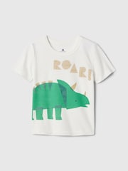 Gap White Dinosaur Graphic Short Sleeve Crew Neck Baby T-Shirt (Newborn-5yrs) - Image 1 of 3
