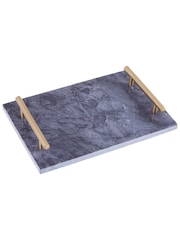 Interiors by Premier Black Marble Tray With Gold Effect Handles - Image 2 of 4