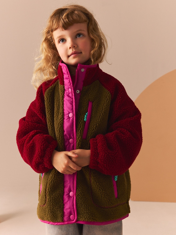 Multi Colourblock Borg Fleece Jacket (3-16yrs) - Image 1 of 4