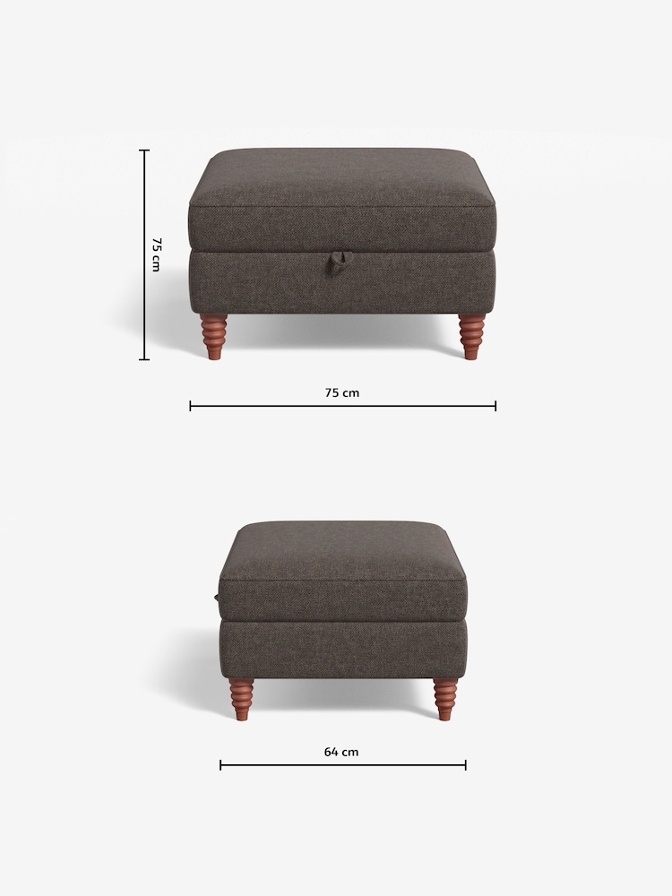 MADE.COM Basket Weave Mocha Orson Footstool - Image 3 of 3