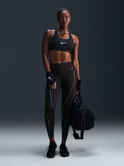 Nike Black Swoosh Medium Support Sports Bra - Image 1 of 6