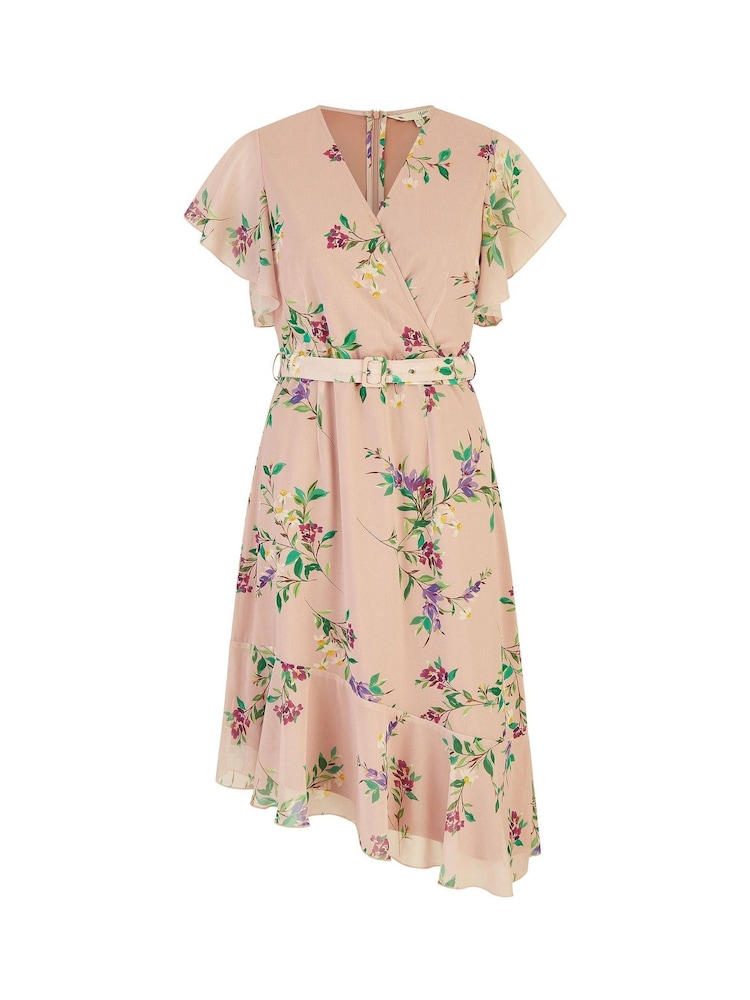 Yumi Wrap Over Midi Dress With Frill Details And Matching Belt - Bild 4 von 4 Yumi Wrap Over Midi Dress With Frill Details And Matching Belt - Bild 4 von 4