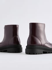 Burgundy Standard Fit (F) Zip Front Chunky Boots - Image 3 of 5