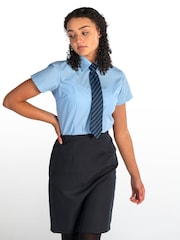 Trutex Blue Slim Fit Short Sleeve 2 Pack School Shirts - Image 1 of 6