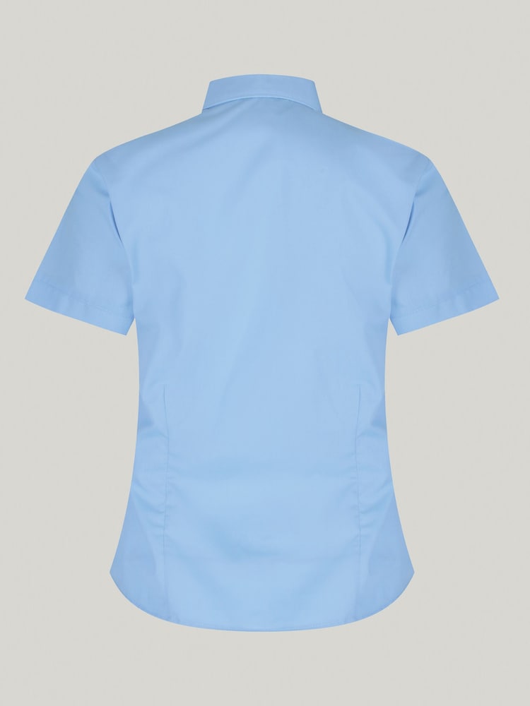 Trutex Blue Slim Fit Short Sleeve 2 Pack School Shirts - Image 6 of 6