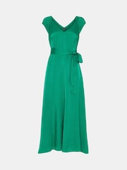 Whistles Green Arie Hammered Satin Midi Dress - Image 5 of 5