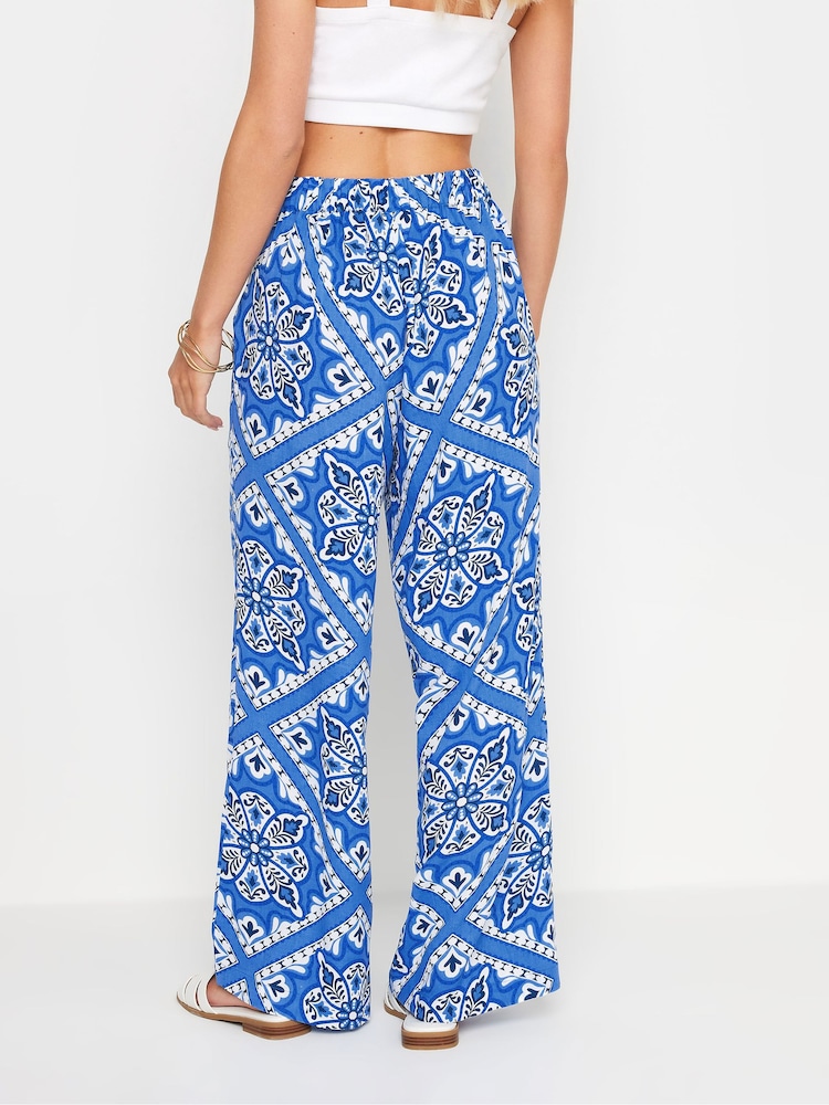 PixieGirl Petite Tile Print Wide Leg 100% Cotton Trousers - Image 3 of 5
