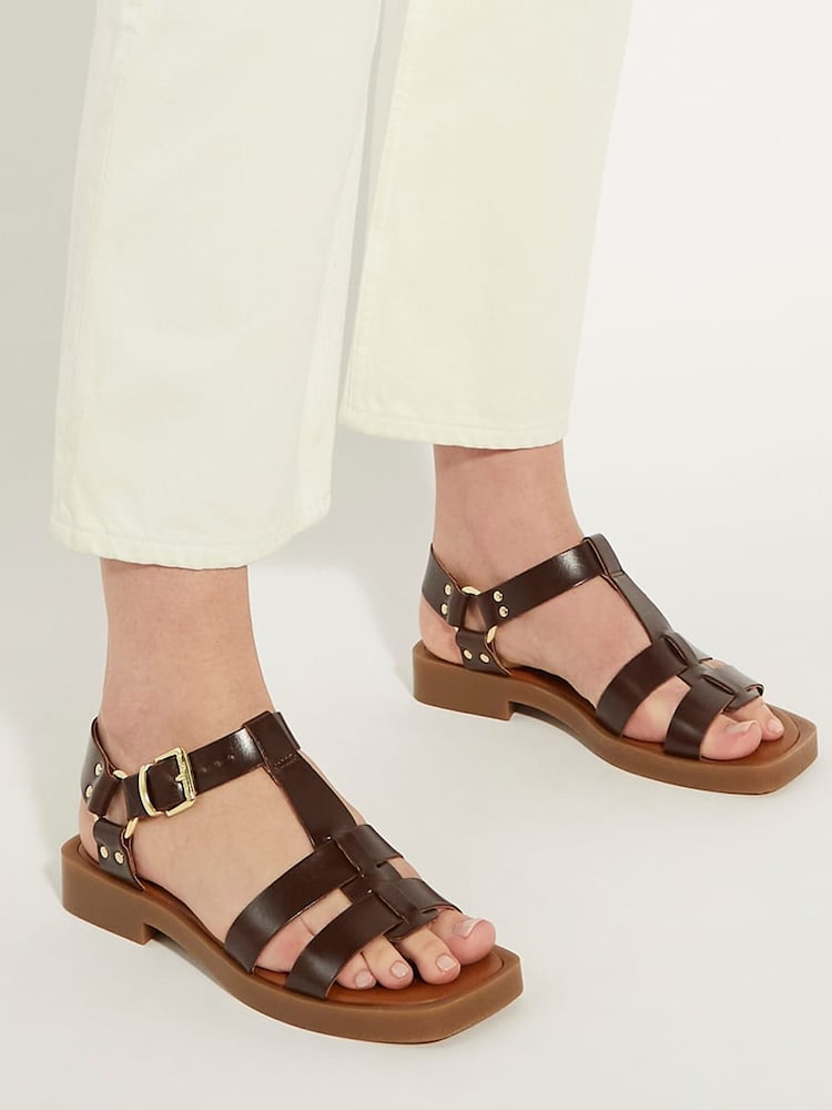 Dune London Brown Loto Moto Sandals - Image 1 of 6