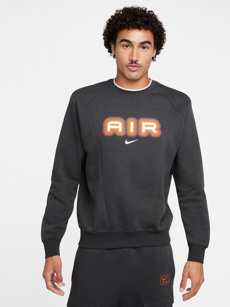 siva - Nike Air Fleece okrogli ovratnik; z okroglim ovratnikom zgornji del trenirke; majica za treniranje - Slika 1 iz 5 siva - Nike Air Fleece okrogli ovratnik; z okroglim ovratnikom zgornji del trenirke; majica za treniranje - Slika 1 iz 5