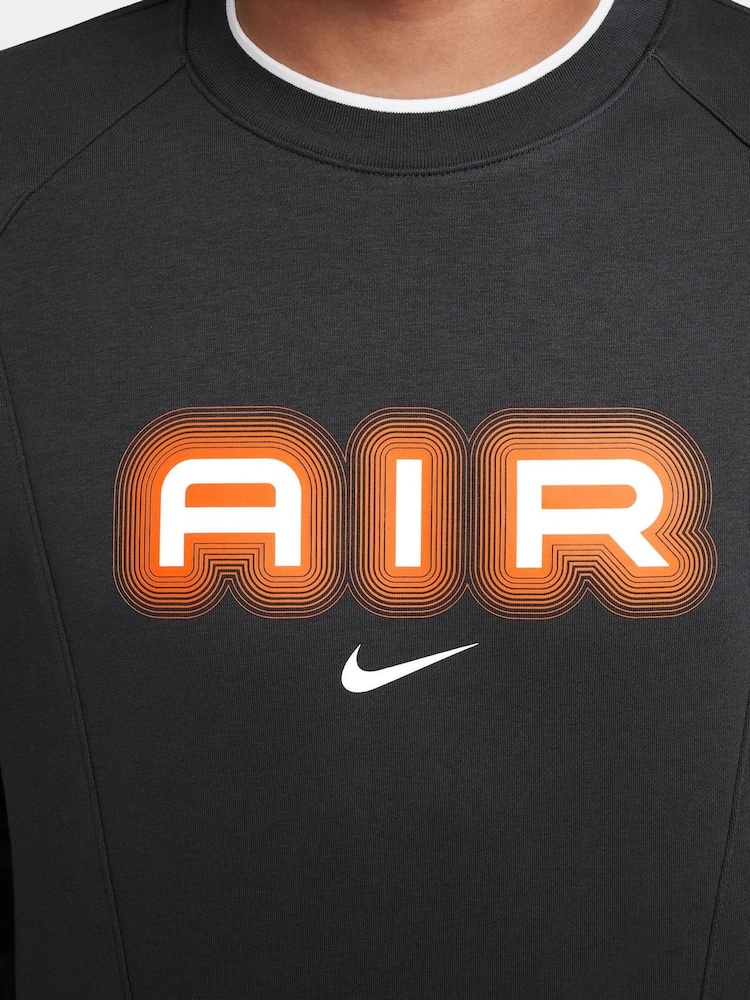 Nike Grey Air Fleece Crew Sweatshirt - Image 4 of 5