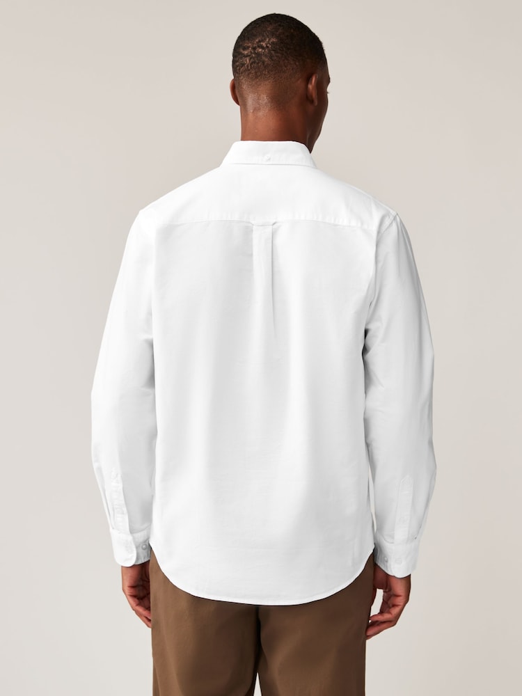 White Long Sleeve Oxford 100% Cotton Shirts 2 Pack - Image 3 of 9