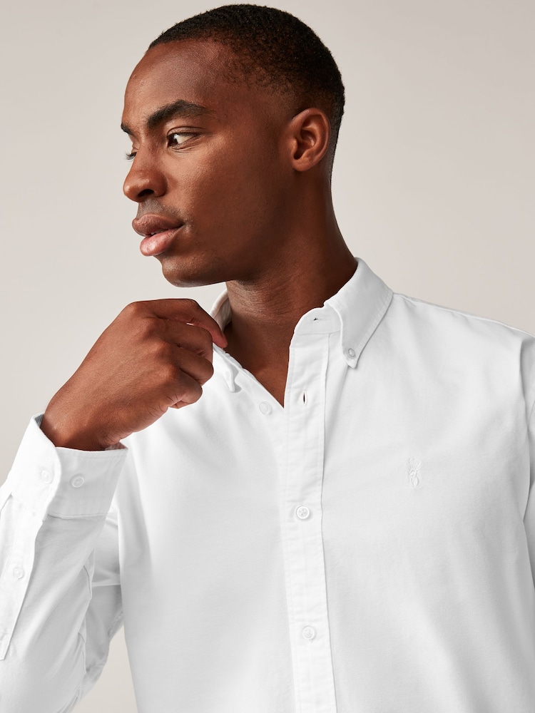 White Long Sleeve Oxford 100% Cotton Shirts 2 Pack - Image 5 of 9