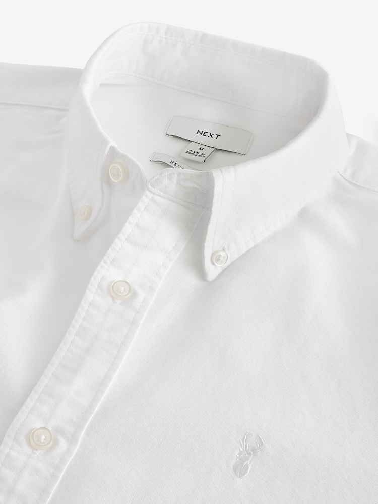 White Long Sleeve Oxford 100% Cotton Shirts 2 Pack - Image 7 of 9