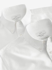 Blanc - Manches longues Oxford 100% Chemises en coton 2 Lot - Image 8 de 9