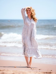 Brakeburn Erica gestreiftes Maxikleid aus 100 % Baumwolle - Bild 1 von 5