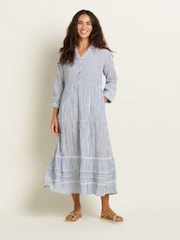 Brakeburn Erica gestreiftes Maxikleid aus 100 % Baumwolle - Bild 2 von 5