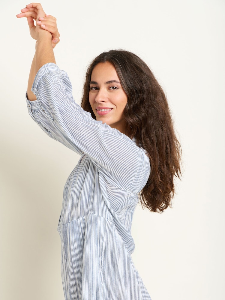 Brakeburn Erica gestreiftes Maxikleid aus 100 % Baumwolle - Bild 5 von 5