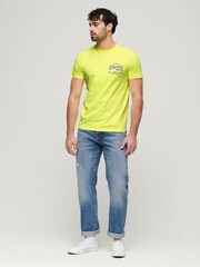 Superdry Neon Yellow Neon Vintage Logo 100% Cotton T-Shirt - Image 2 of 5