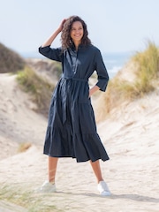 Celtic & Co. Blue Linen Tiered Midi Dresses - Image 1 of 7