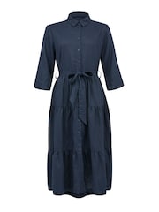 Celtic & Co. Blue Linen Tiered Midi Dresses - Image 2 of 7