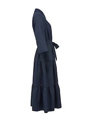 Celtic & Co. Blue Linen Tiered Midi Dresses - Image 4 of 7