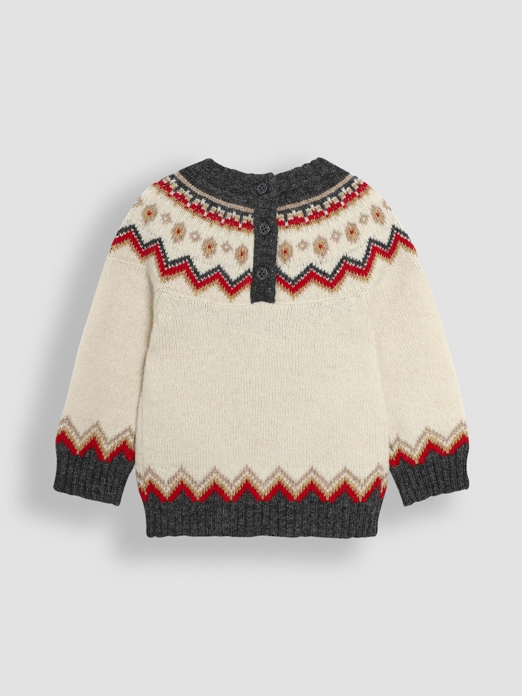JoJo Maman Bébé Natural Reindeer Christmas Reindeer Jumper - Image 2 of 3
