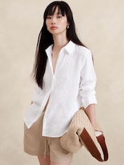 Banana Republic White The Perfect Linen Shirt - Image 1 of 1