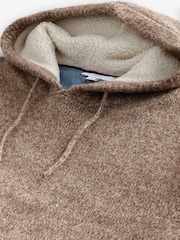 Neutral Relaxed Fit Borg Lined Knit Hoodie with Wool - Image 6 of 7
