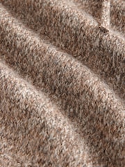 Neutral Relaxed Fit Borg Lined Knit Hoodie with Wool - Image 7 of 7