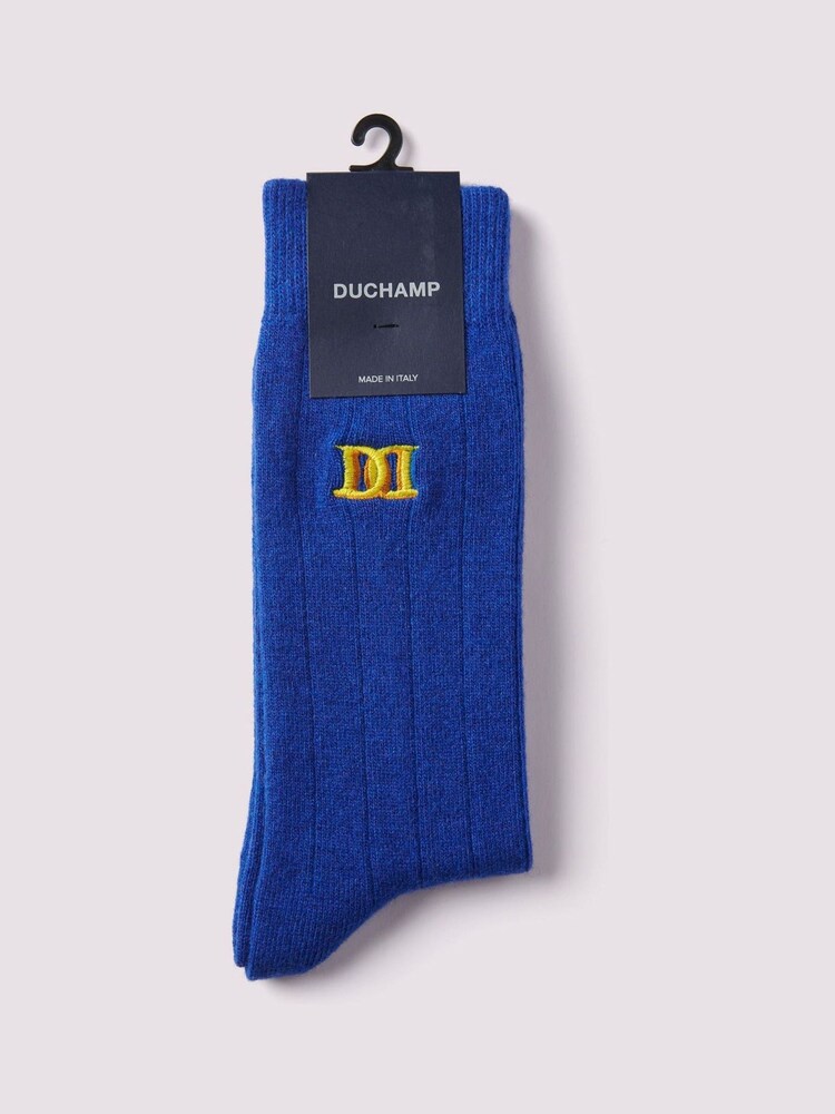 Duchamp Blue Mens Chunky Cashmere Mix Rib Socks - Image 3 of 3
